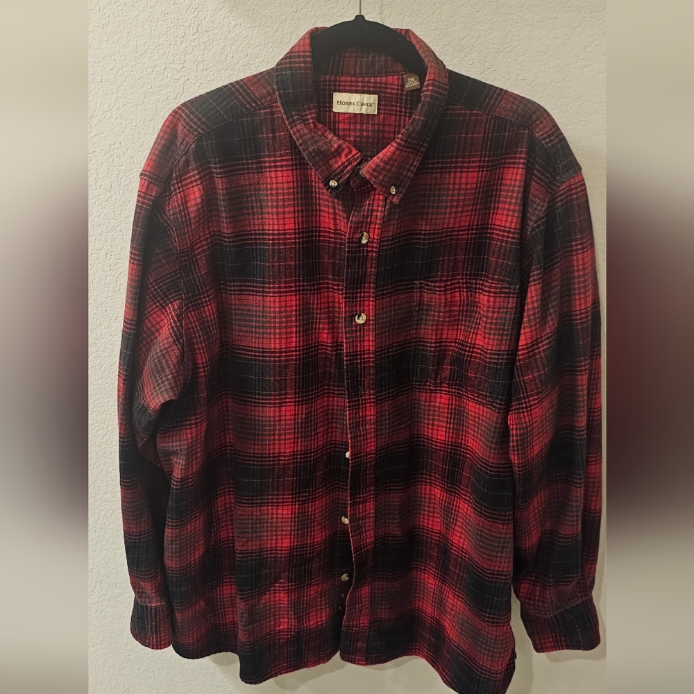 Hobbs Creek Red & Black Flannel Long-Sleeve Shirt for Men